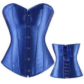 Bustier Lace up Boned Top Corset Waist Shaper (Option: S-Blue)