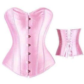 Bustier Lace up Boned Top Corset Waist Shaper (Option: XXL-Pink)